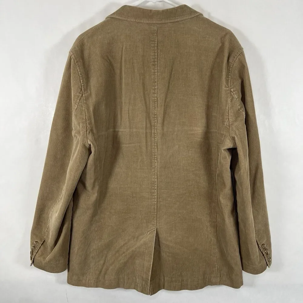 Banana Republic Corduroy Blazer Mens Size Large Tan Brown Three Button Lined